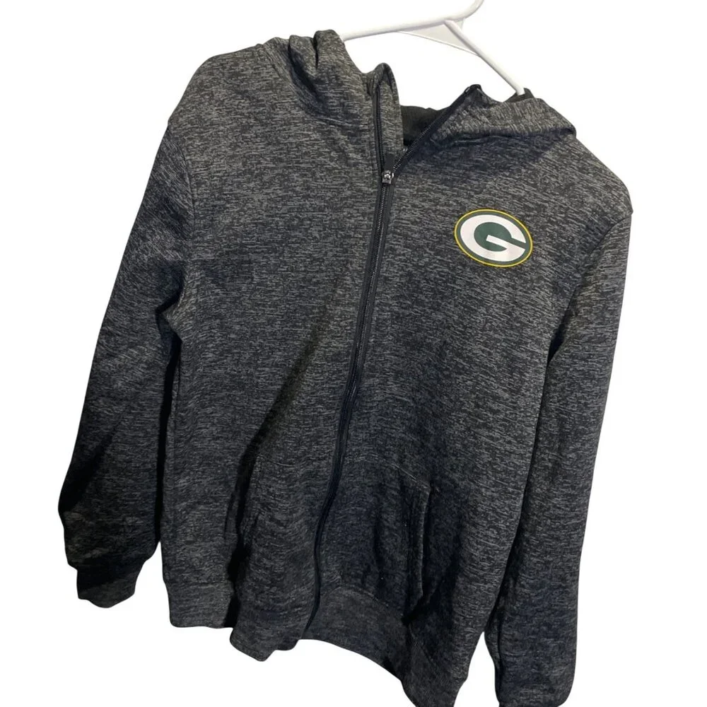 NFL Green Bay Packers Zip-Up Hoodie Youth XL Gray Comfortable‎